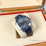 High Quality Replica OMEGA Seamaster 300 Different Straps (316 Stainless Steel/Silicone) Grey Wavy Ceramic Face Dial Blue Ceramic Bezel Stainless Steel Case Watch 42mm